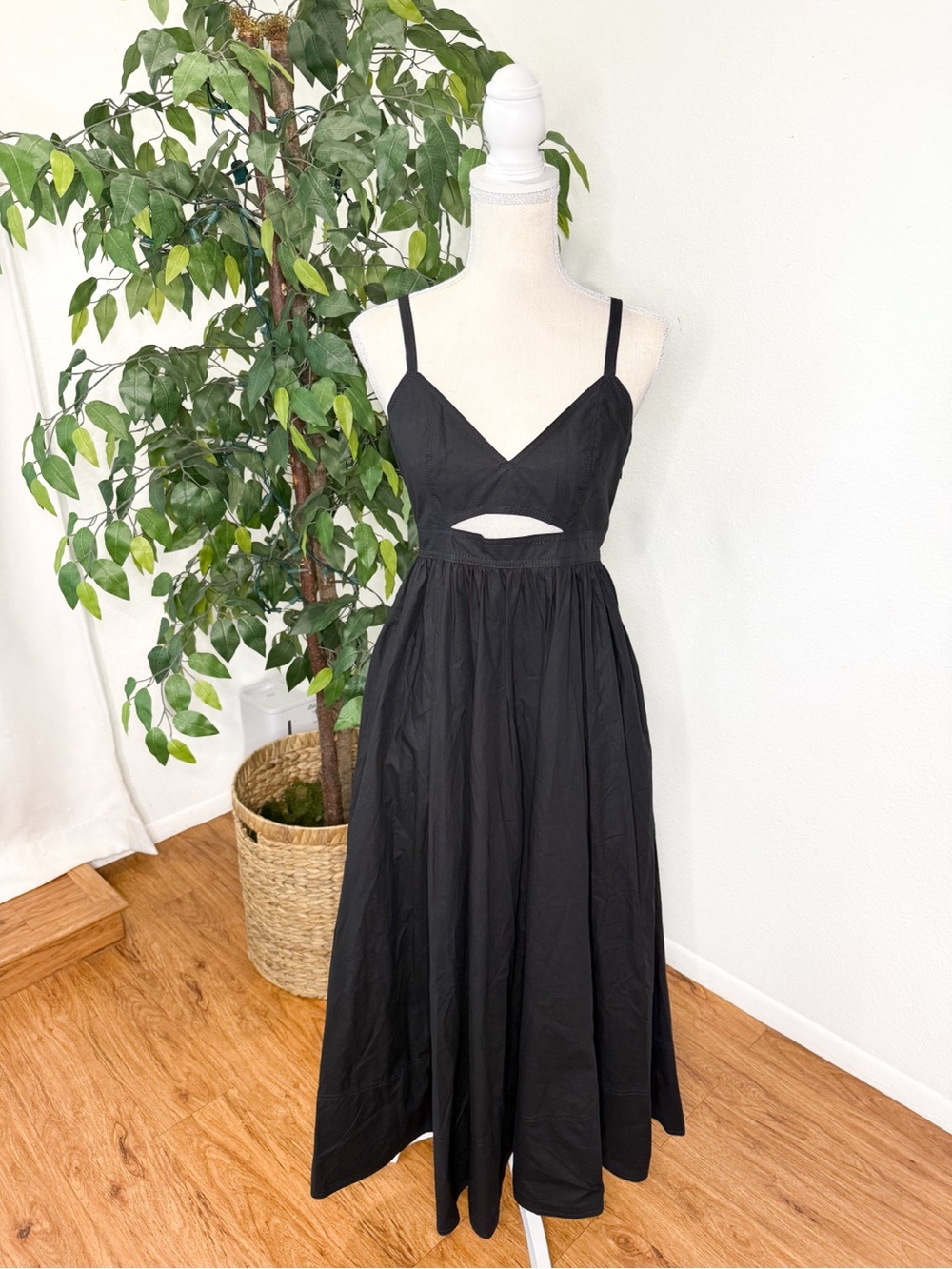 NWT Banana Republic Black Cotton Maxi Dress Size 2 - Picture 5 of 13